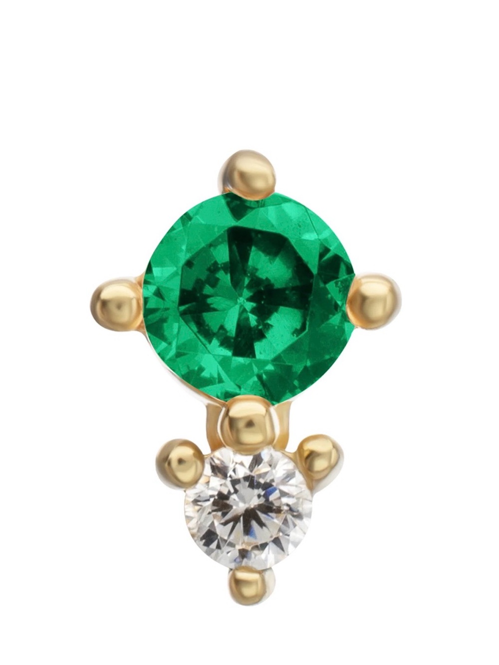 Gold-Setting Emerald Green and Clear Crystal Stud Earrings - Picture 2 of 6